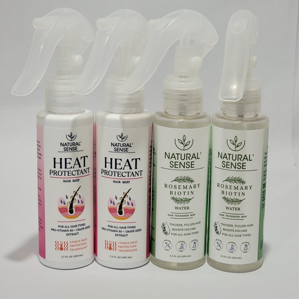 Natural Sense 4pc Set Heat Protectant & Rosemary Biotin Water Hair Mist 3.3oz